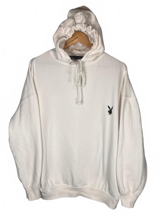 Tops - Playboy x Missguided Oversized White Hoodie Streetwear Y2K Embroidered Bunny S
